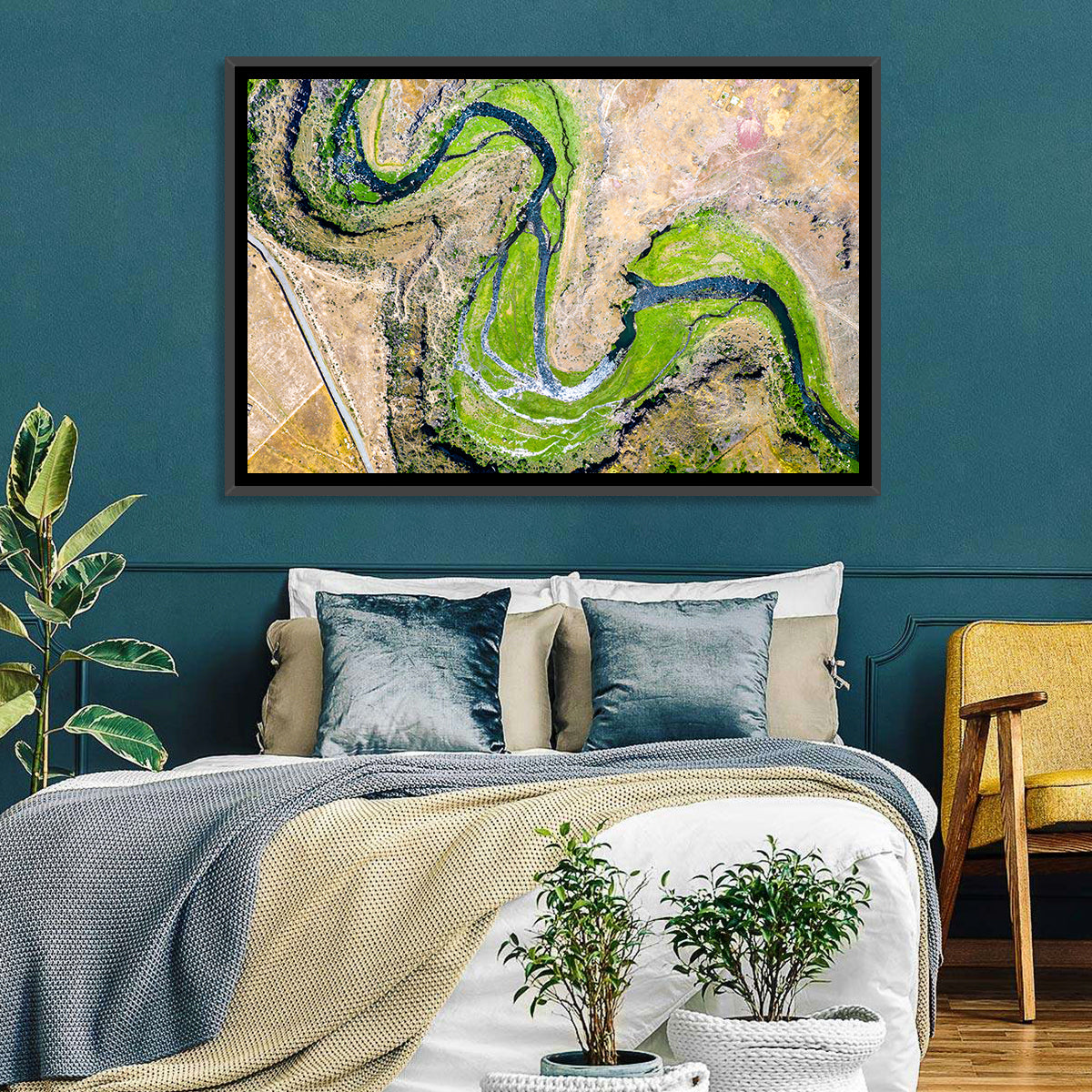 Kasagh River Valley Aerial Wall Art in a room, landscape
