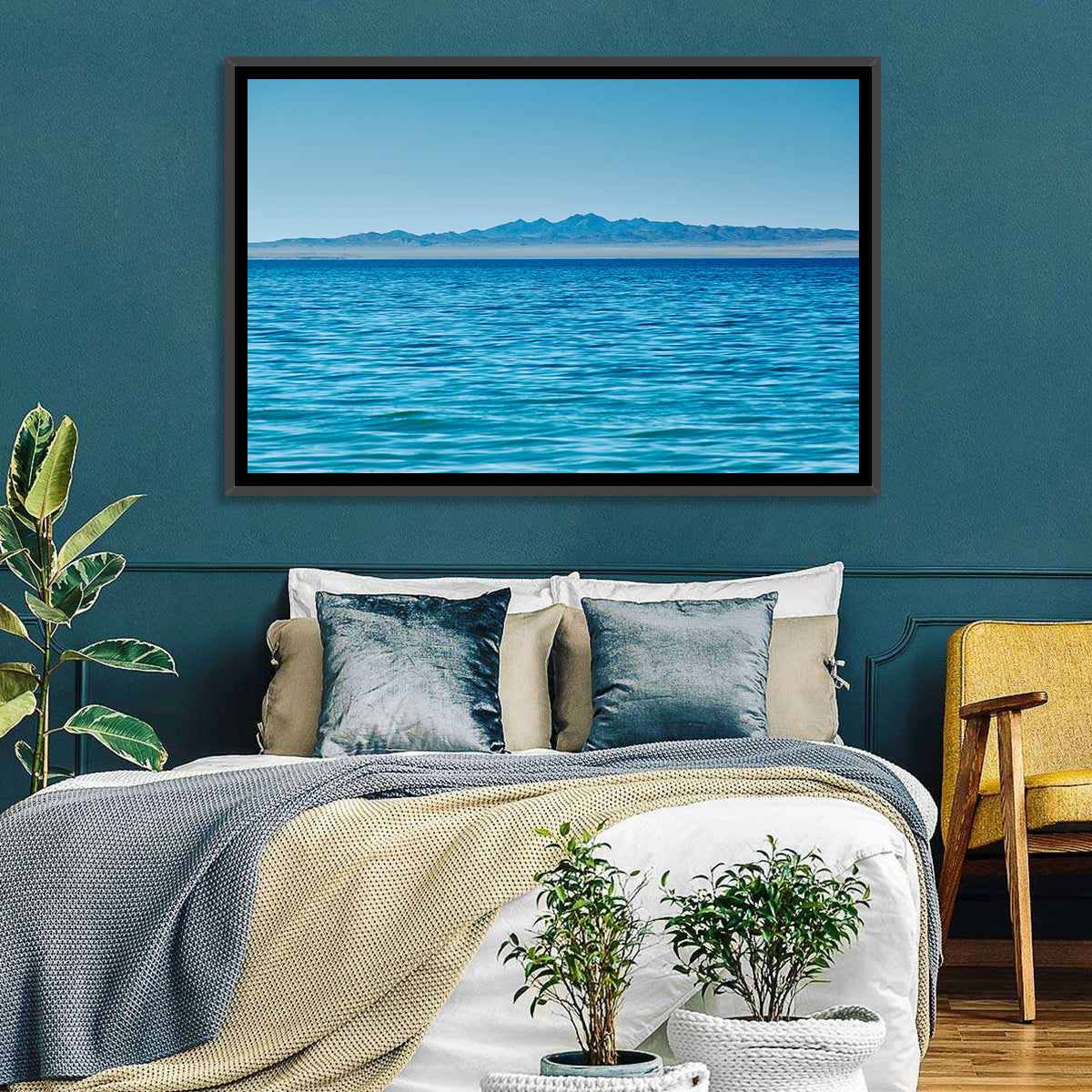 Khyargas Nuur Lake Wall Art in a room, landscape