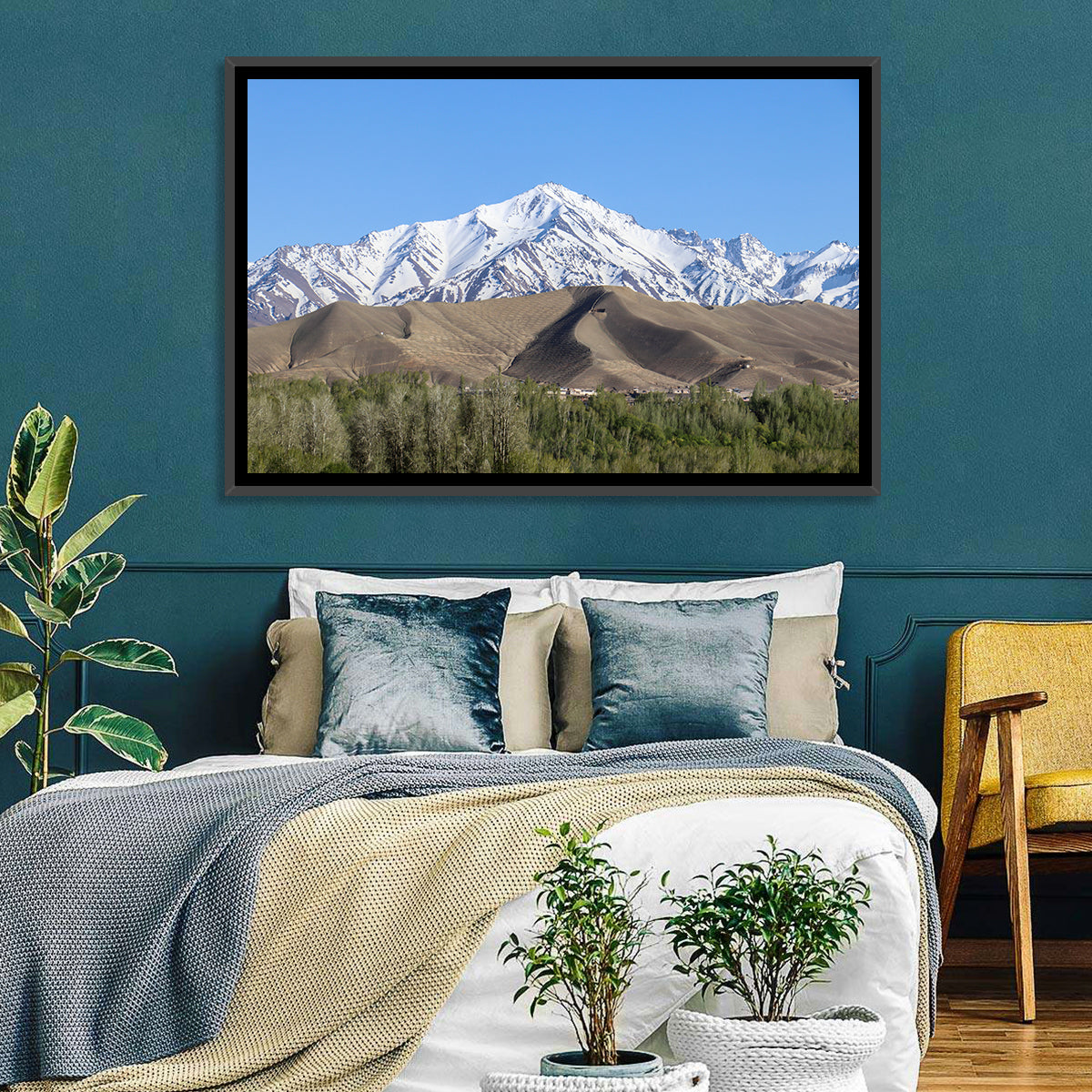 Afghan Snow-capped Peaks Above Forested Foothills Wall Art