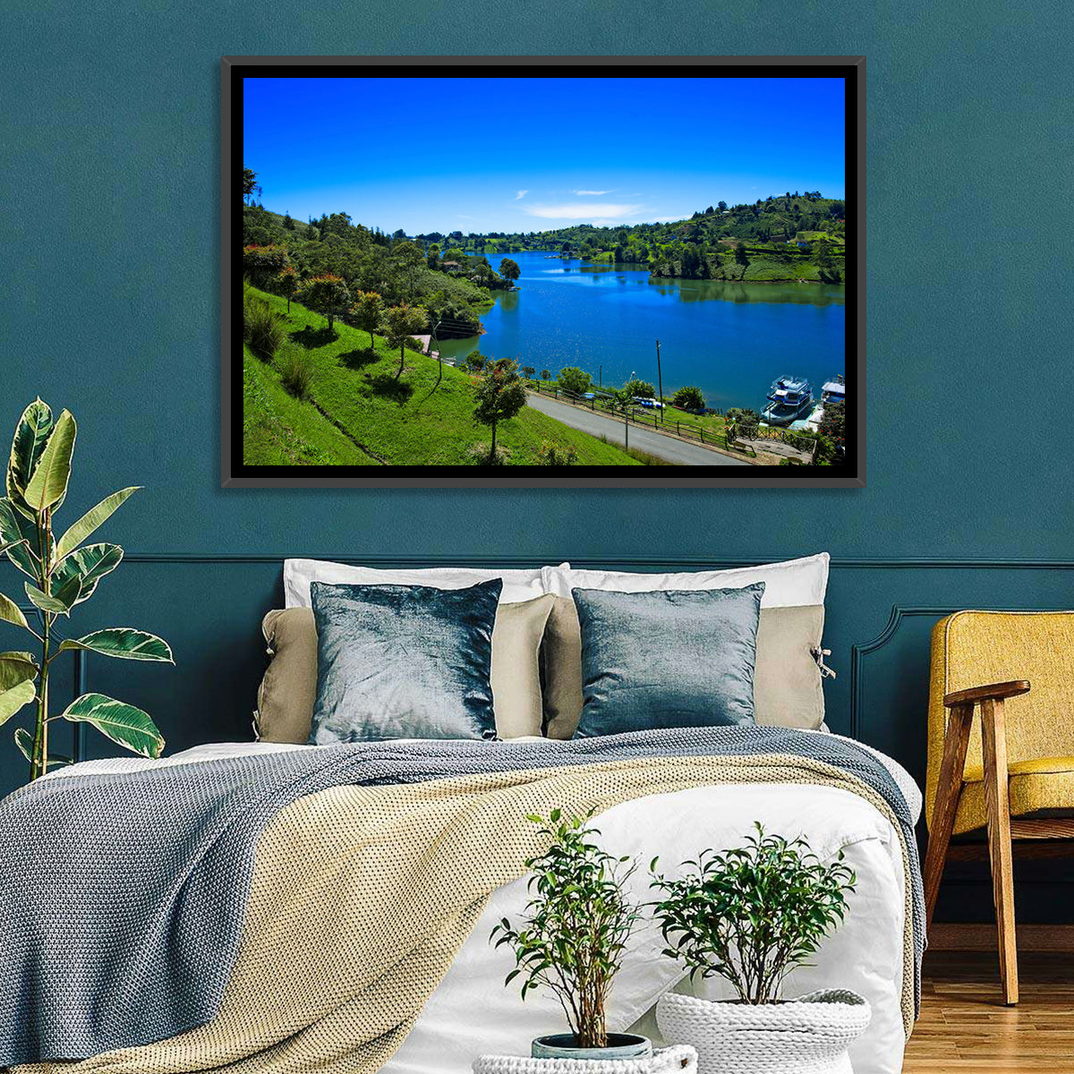 Santa Fe De Antioquia Lake View Wall Art in a room, landscape