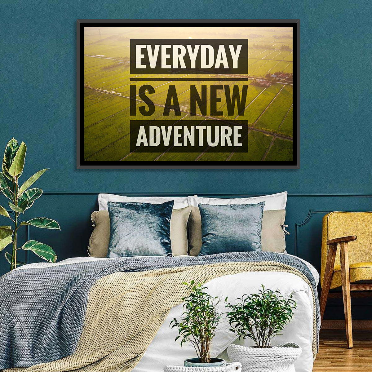 Everyday Is a New Adventure Wall Art in a room, landscape