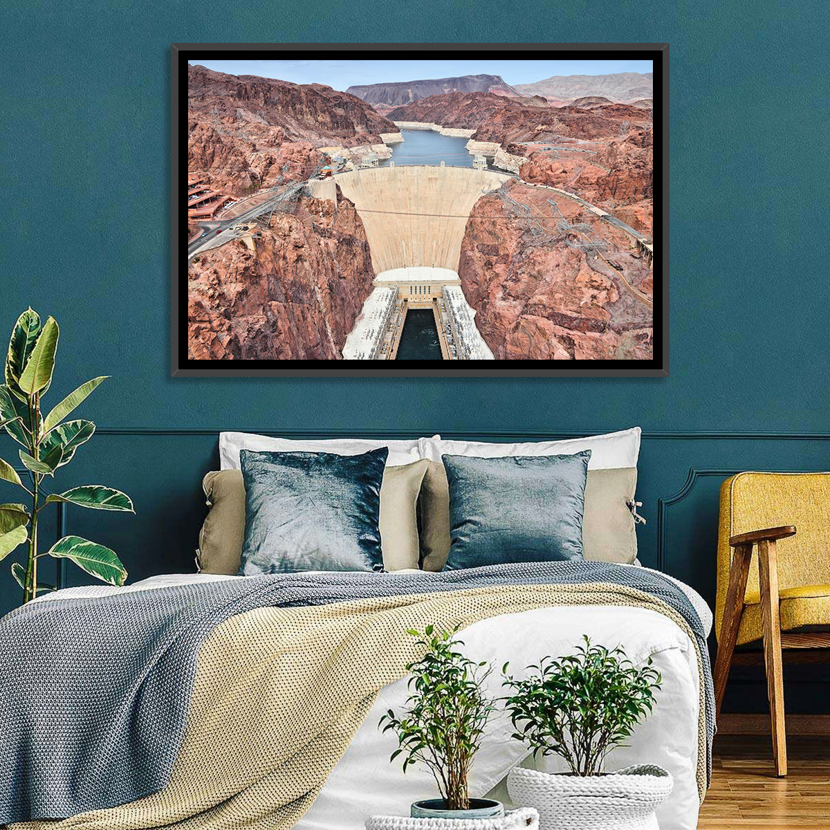 Hoover Dam High-angle View Wall Art in a room, landscape