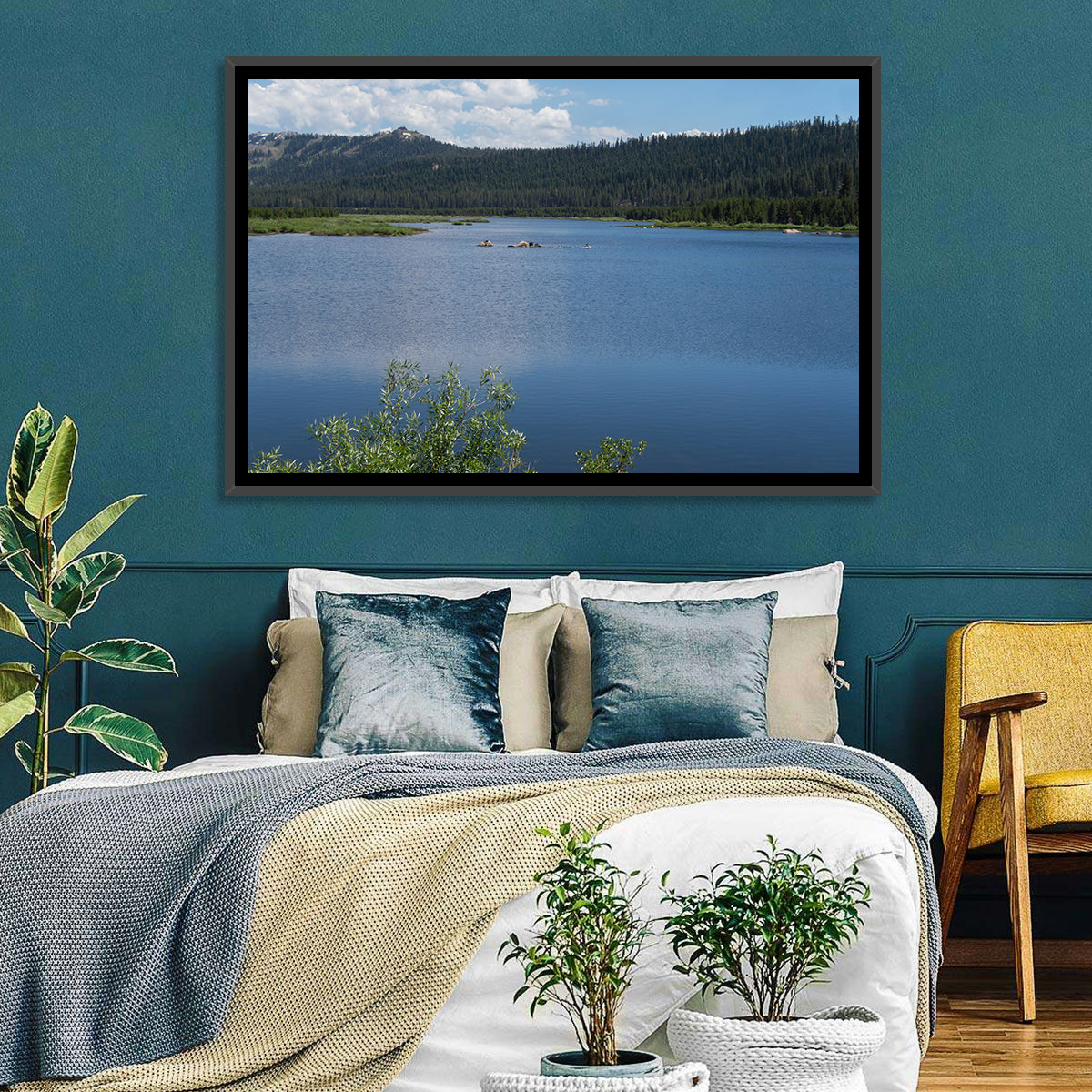 Lake Van Norden Wall Art in a room, landscape