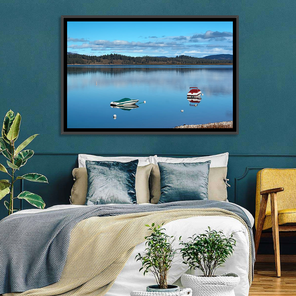 Jenny Lake Reflections Wall Art in a room, landscape