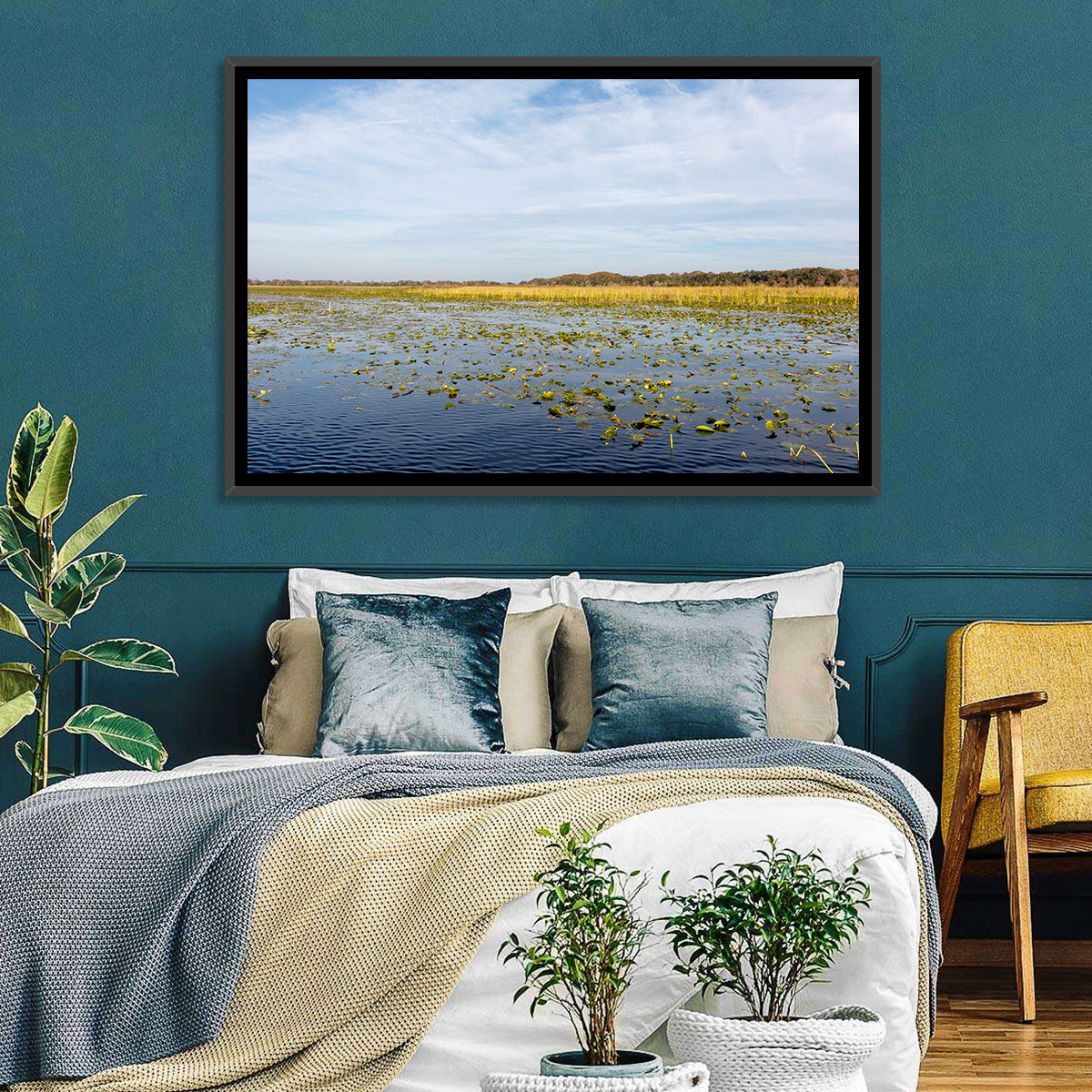 Lake Toho Lily Pads Wall Art in a room, landscape