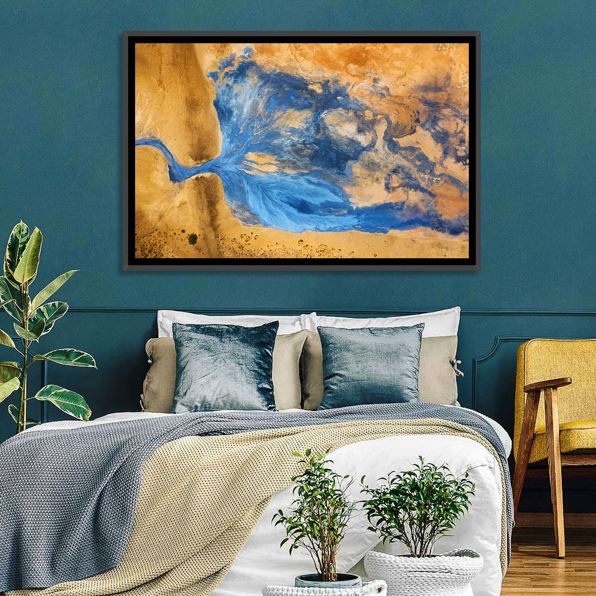 Geysers Valley Aerial View Wall Art in a room, landscape
