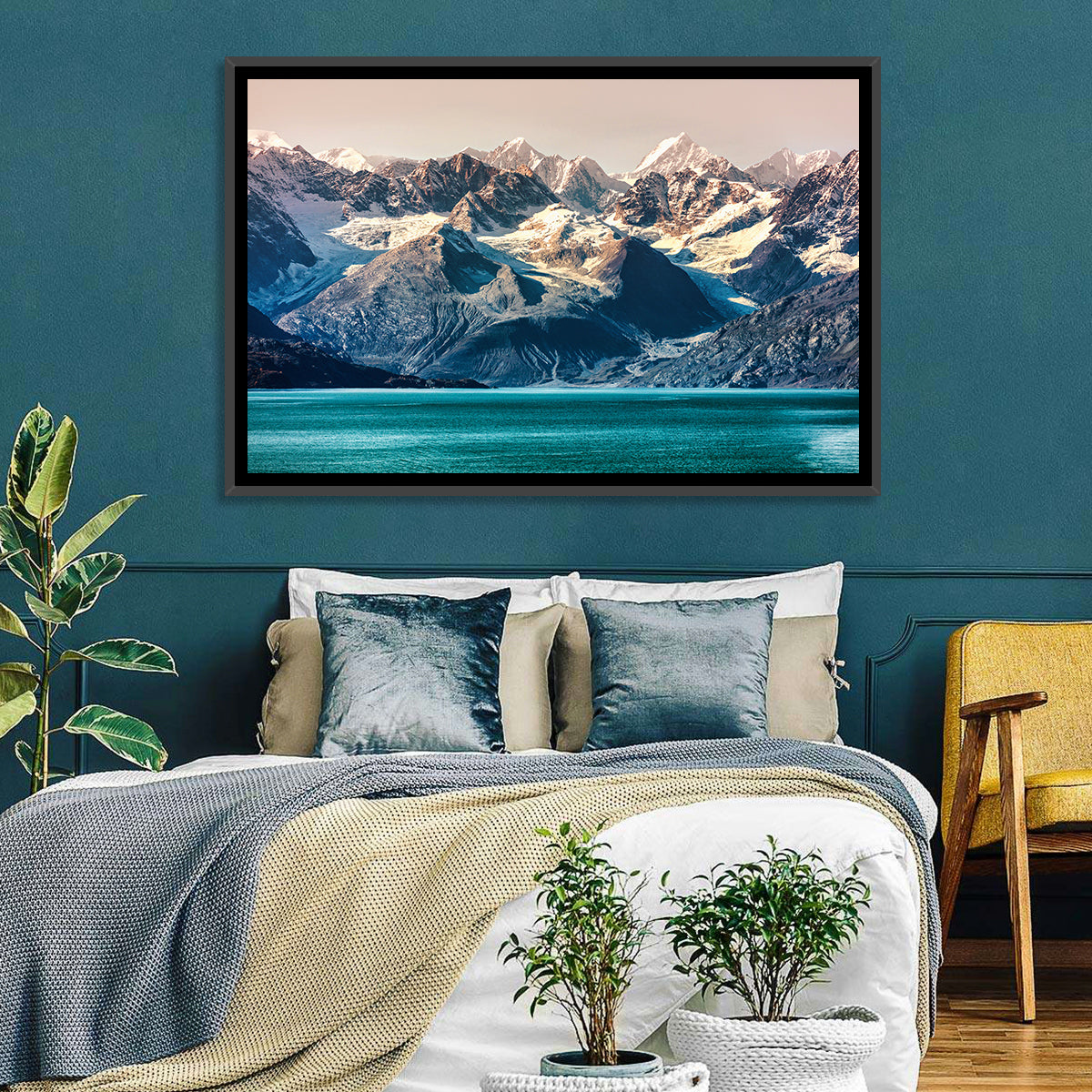 Glacier Bay Turquoise Waters Wall Art in a room, landscape