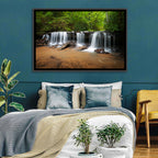 Lush Green Forest Waterfall Wall Art