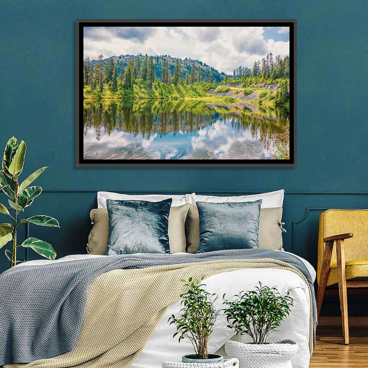 Highwood Lake Reflection Wall Art in a room, landscape