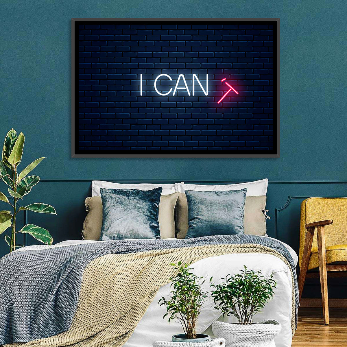 I Can Neon Sign Wall Art in a room, landscape
