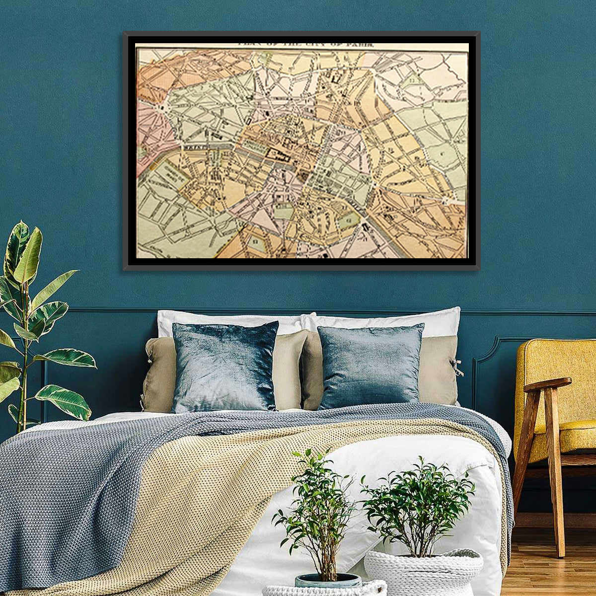 Plan of Paris Wall Art in a room, landscape