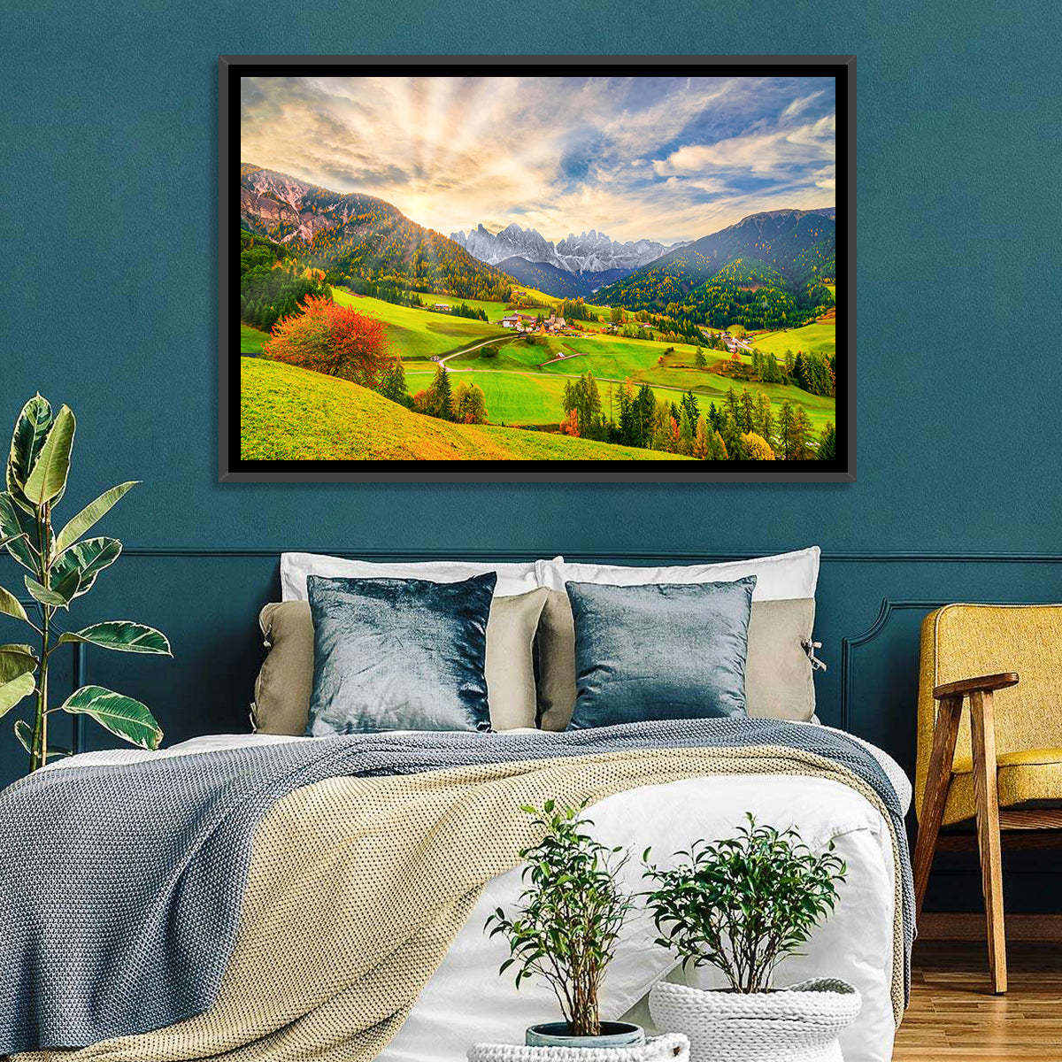 Santa Magdalena Valley at Golden Hour Wall Art in a room, landscape