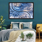 Snowy Forest Road at Golden Hour Wall Art