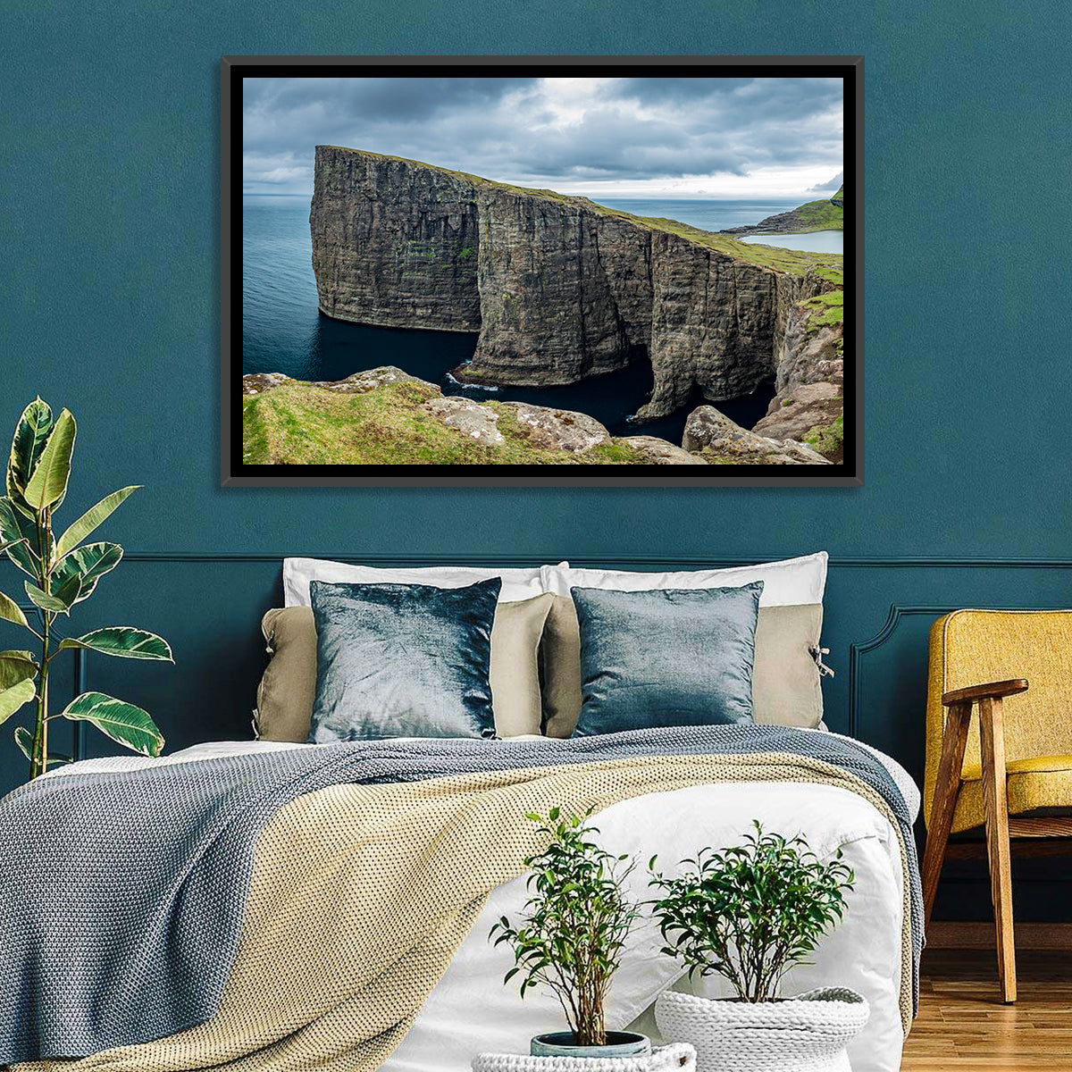 Trælanípa Cliff, Faroe Islands Wall Art in a room, landscape