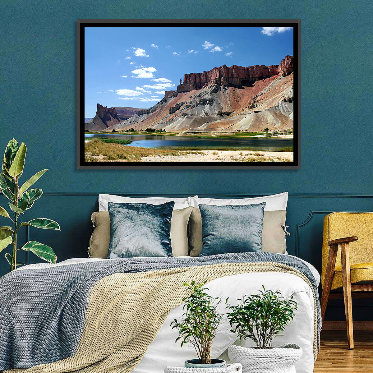 Band-e Amir Lakes and Rock Spire Wall Art in a room, landscape