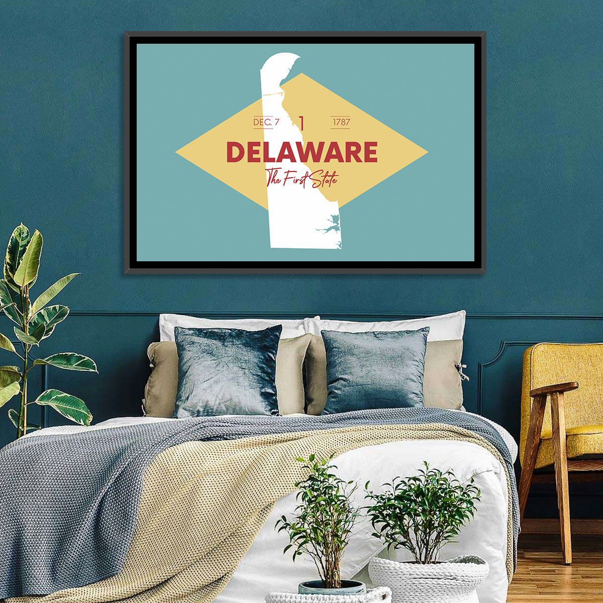 Delaware State Map Graphic Wall Art