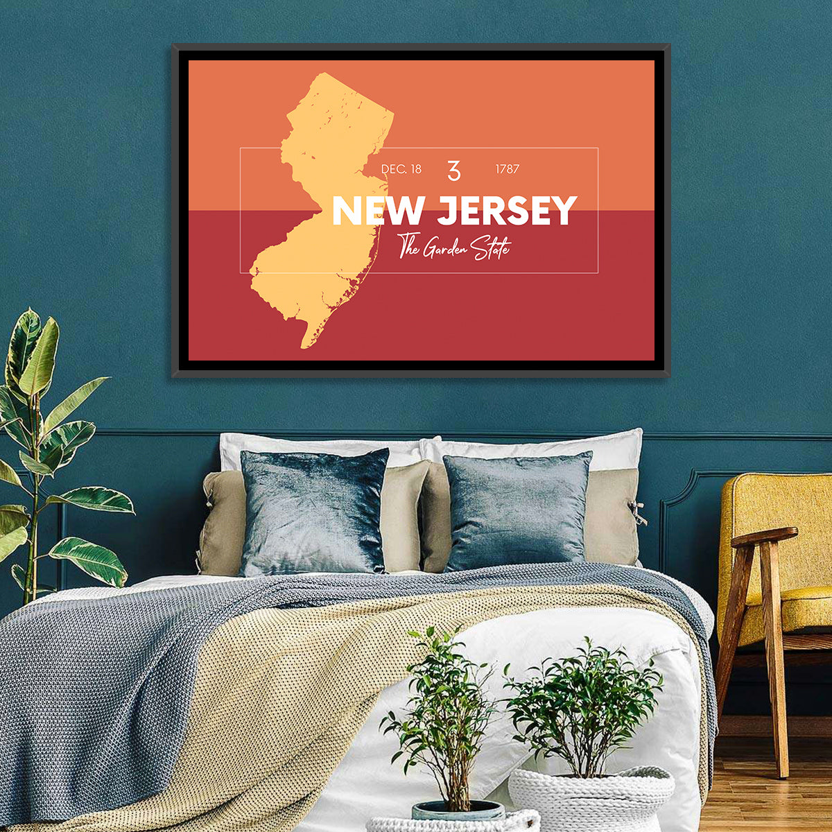 New Jersey State Map Wall Art