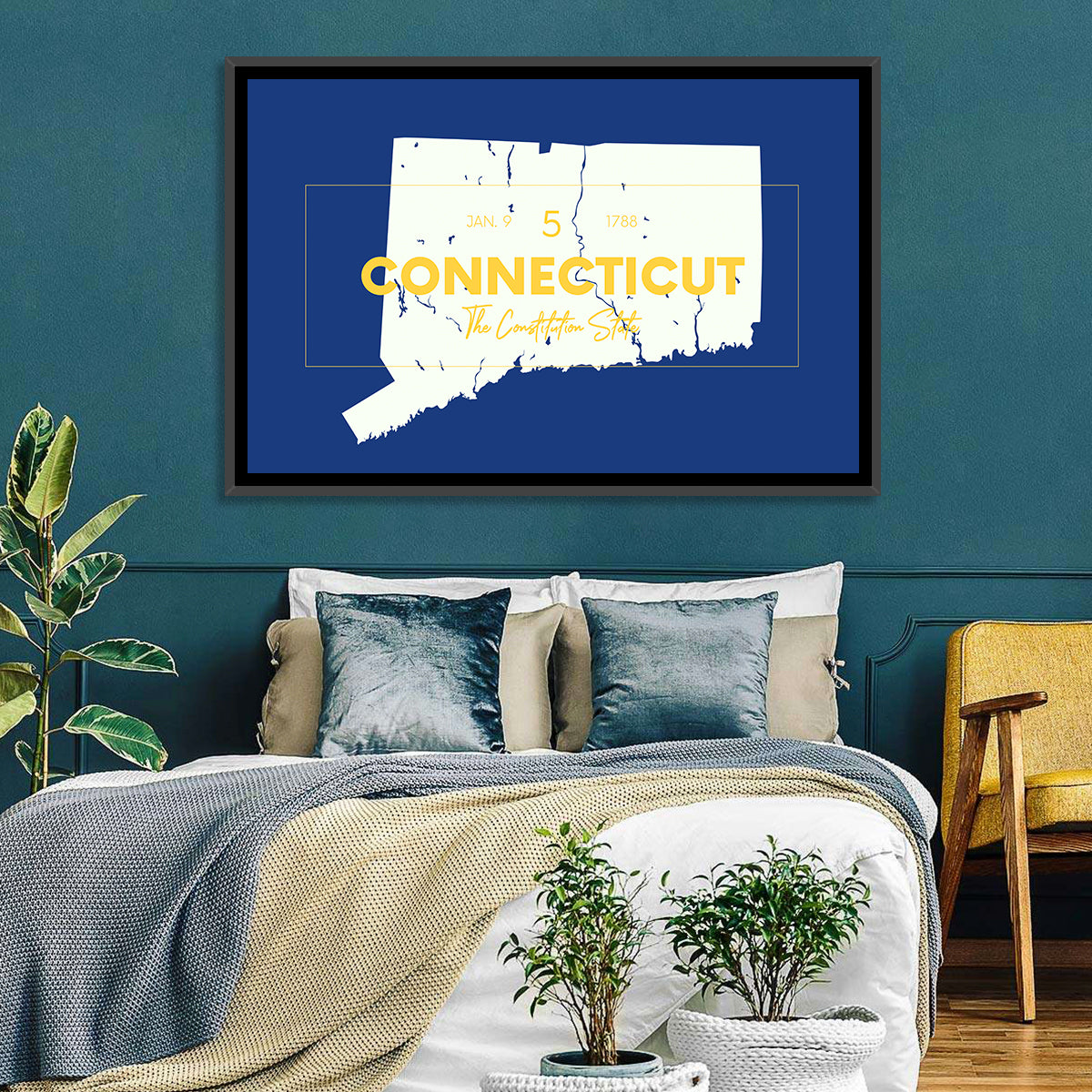 Connecticut State Silhouette Wall Art