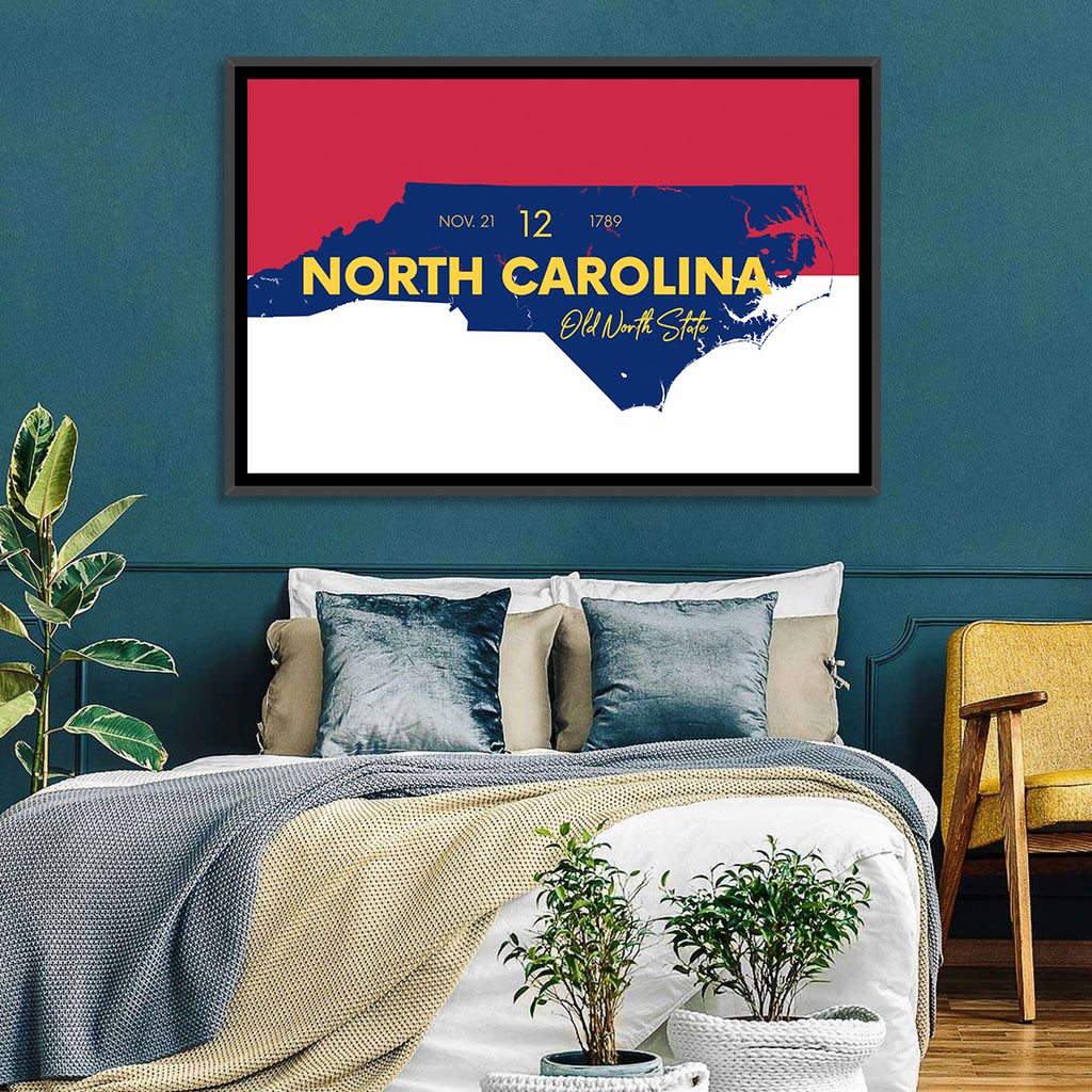 North Carolina Typographic Map Wall Art