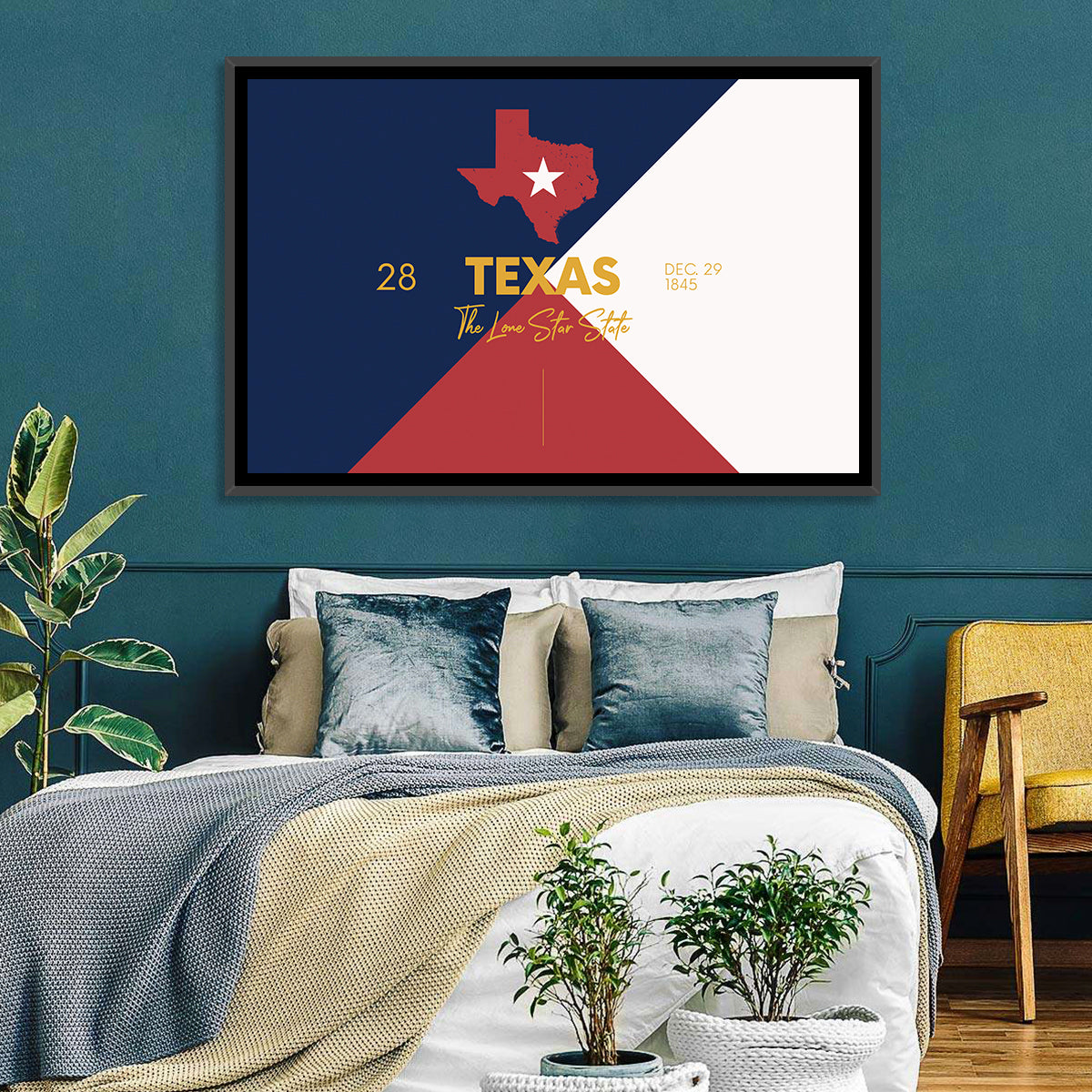 Lone Star State Map Wall Art in a room, landscape