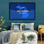 Michigan Shield Map Graphic Wall Art