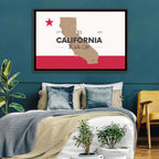 California Map with Red Star Wall Art