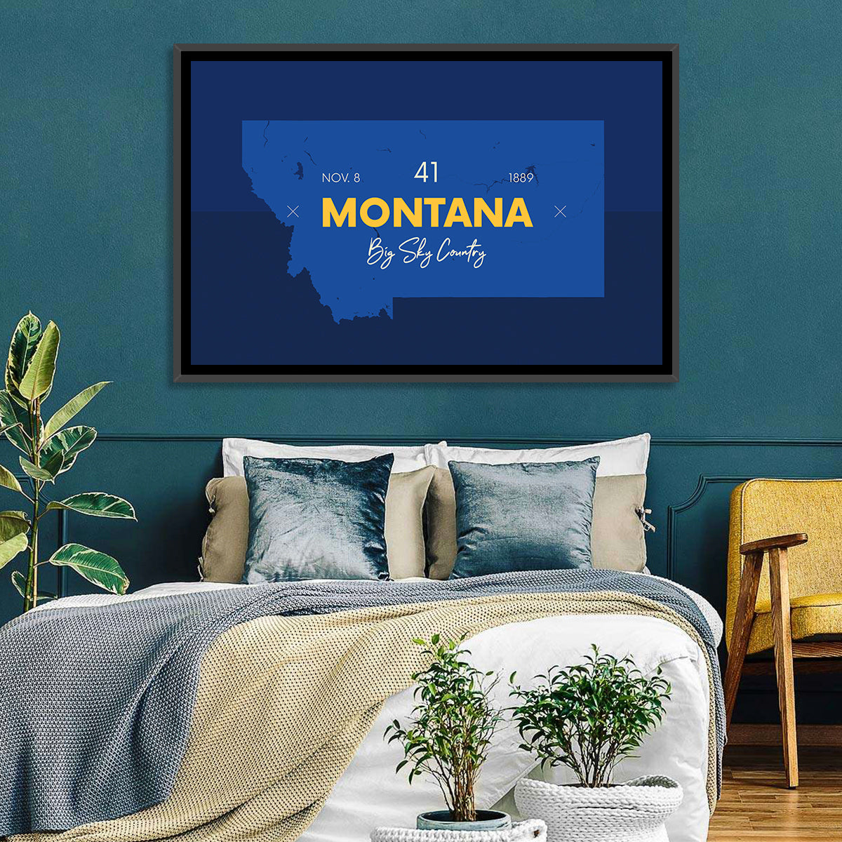Montana Map Typography Big Sky Country Wall Art