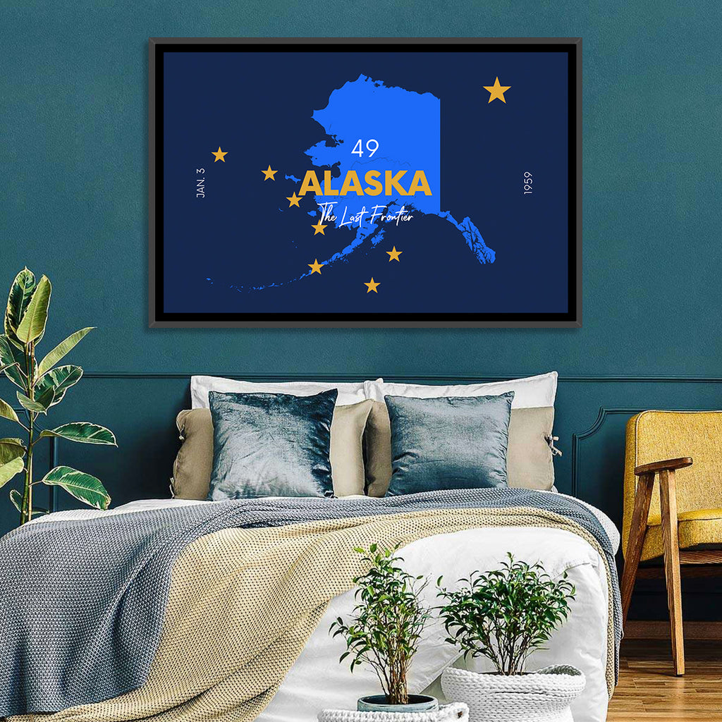 Alaska Map with Gold Stars Wall Art