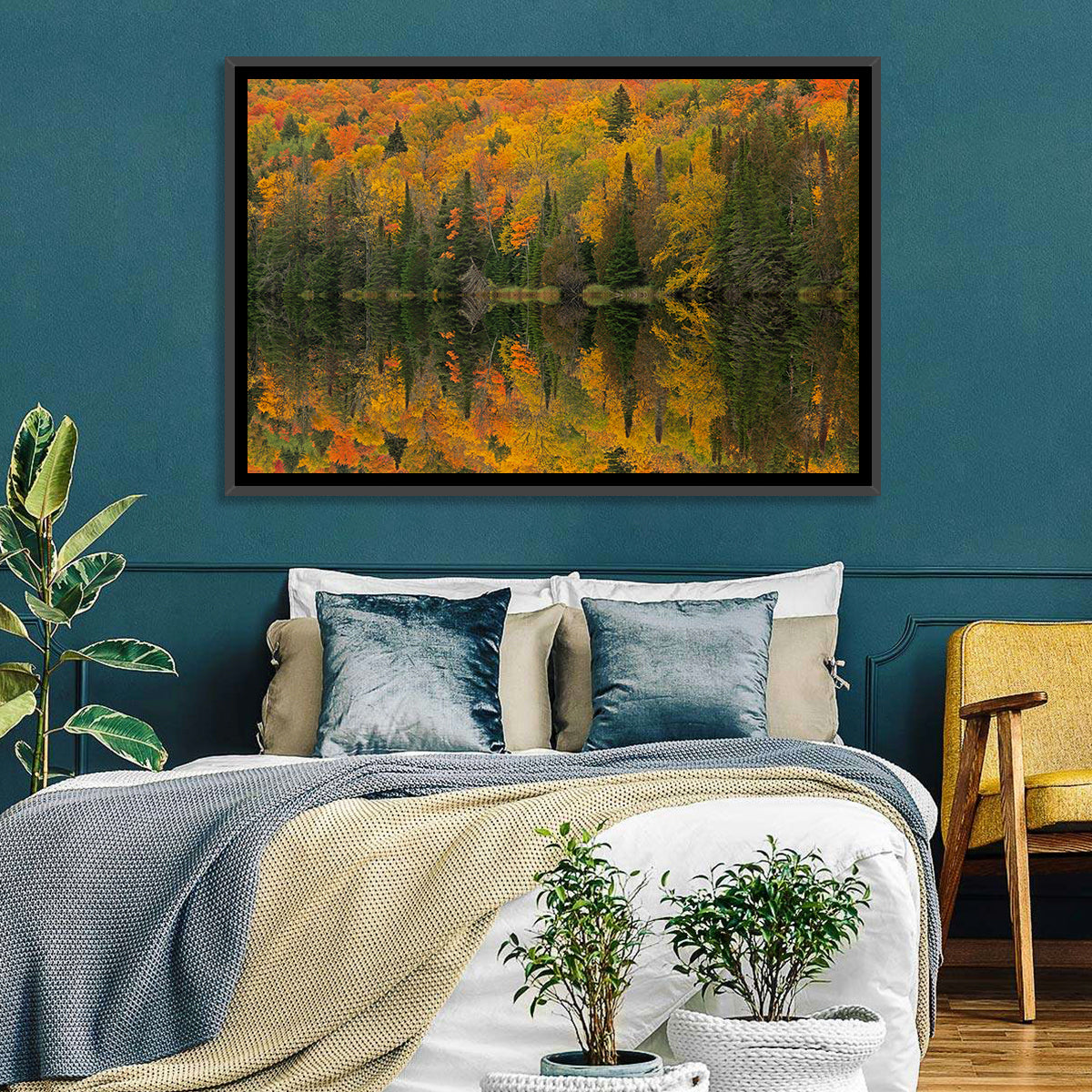 Ottawa National Forest Autumn Reflection Wall Art in a room, landscape