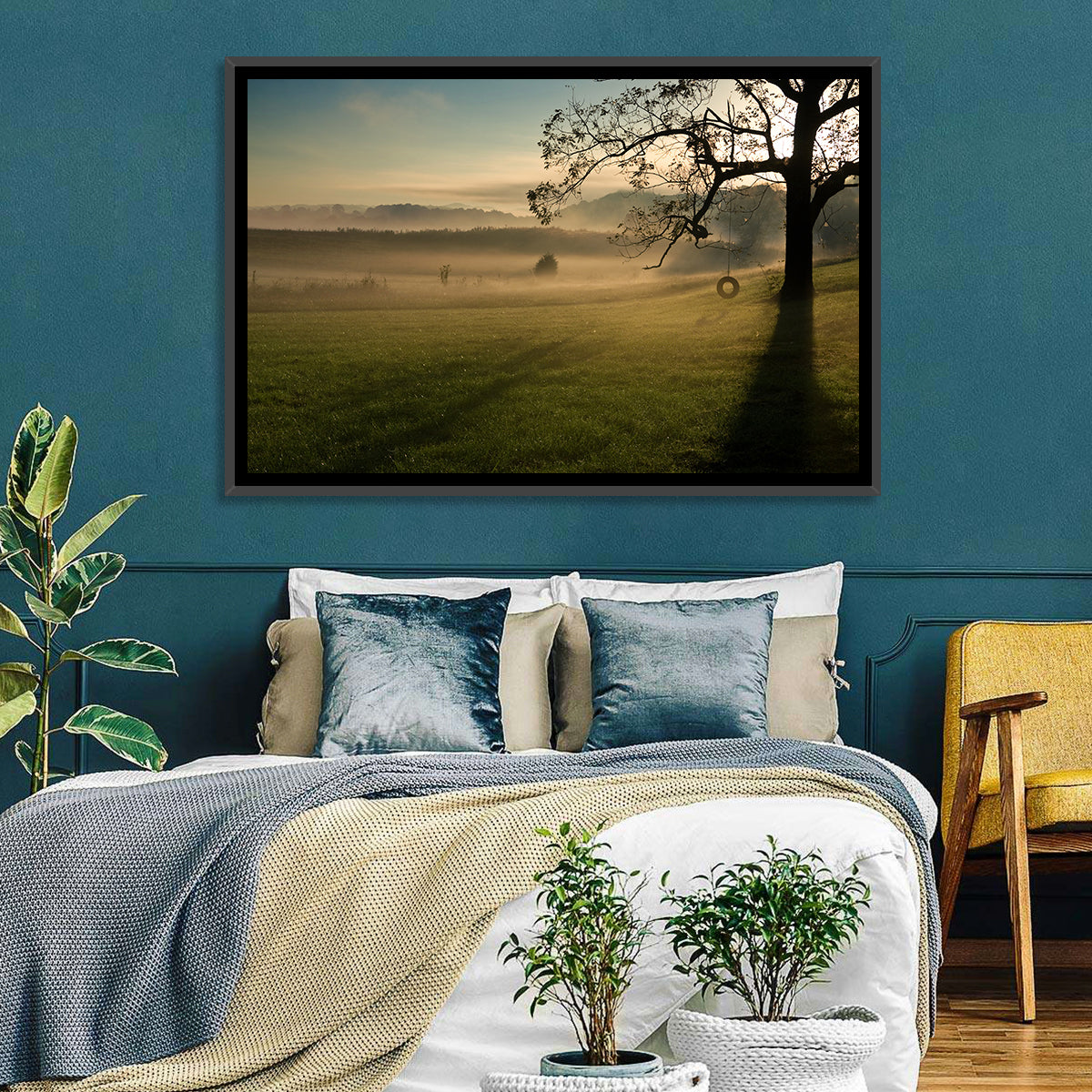 Tire Swing in Morning Mist Wall Art