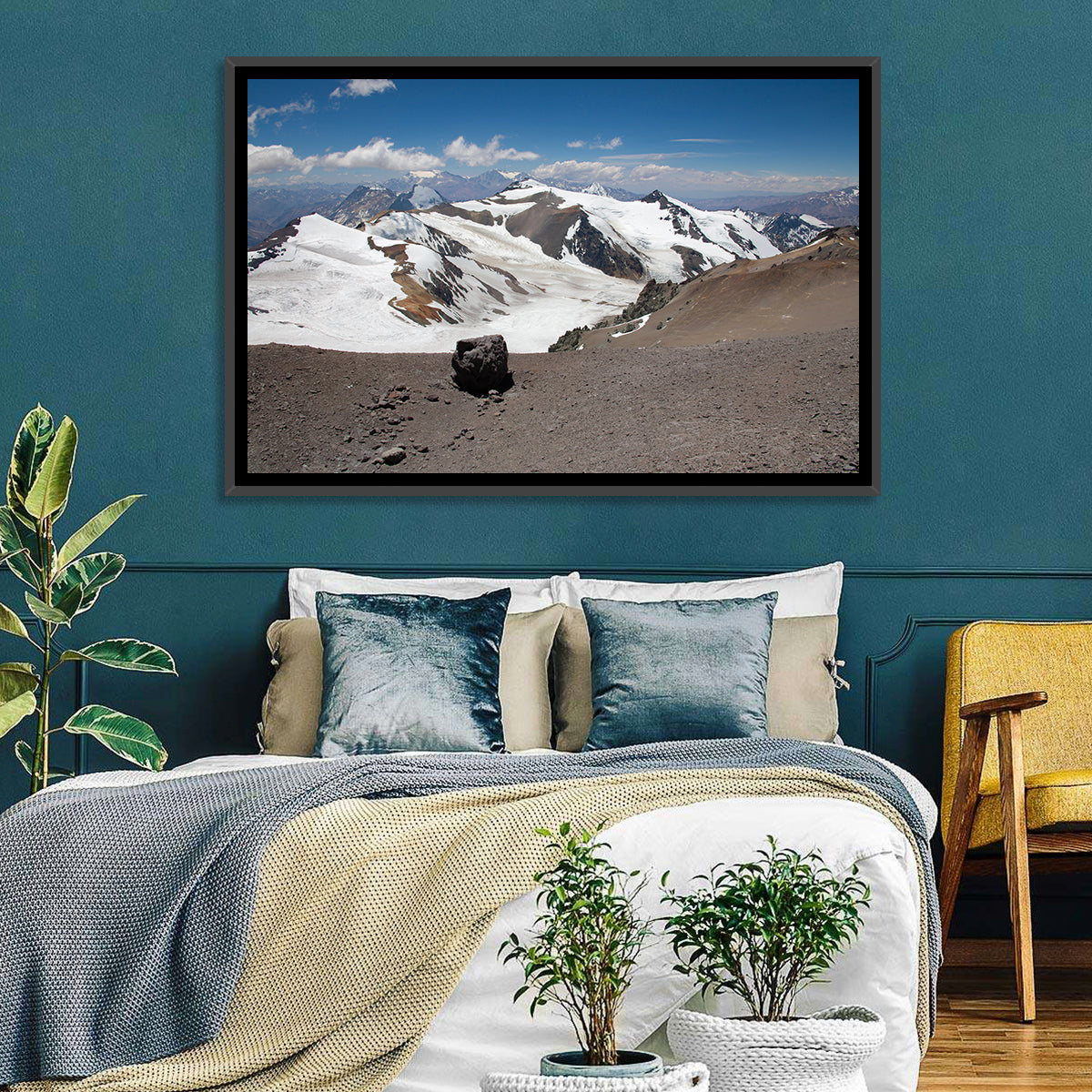 Aconcagua Glacial View Wall Art in a room, landscape