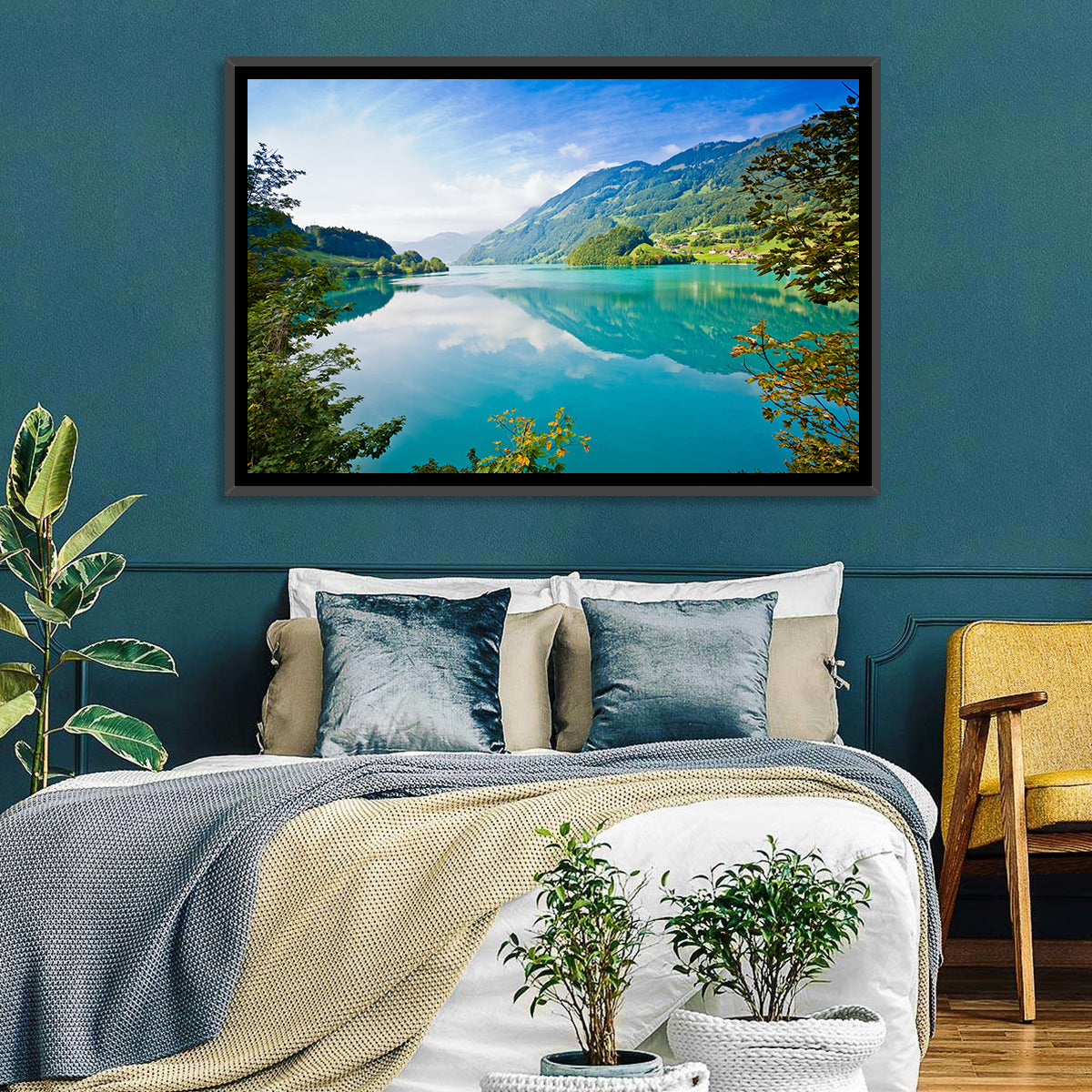 Emerald Lake Wall Art in a room, landscape