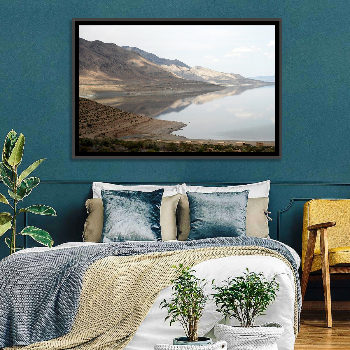 Walker Lake Reflections Wall Art in a room, landscape