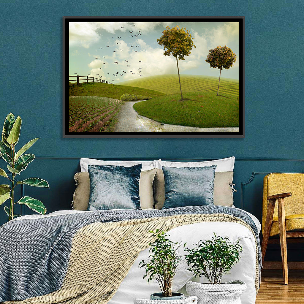 Serene Green Hills Pathscape Wall Art