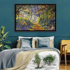 Sunlit Forest Path with Wildflowers Wall Art