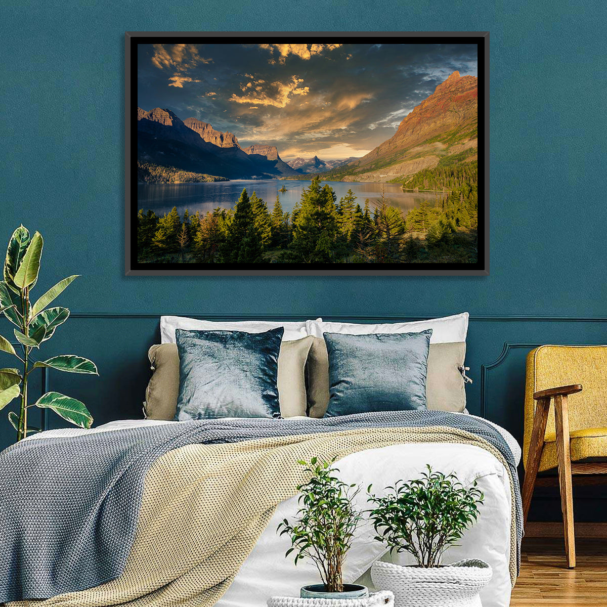 Wild Goose Island, St. Mary Lake Wall Art in a room, landscape