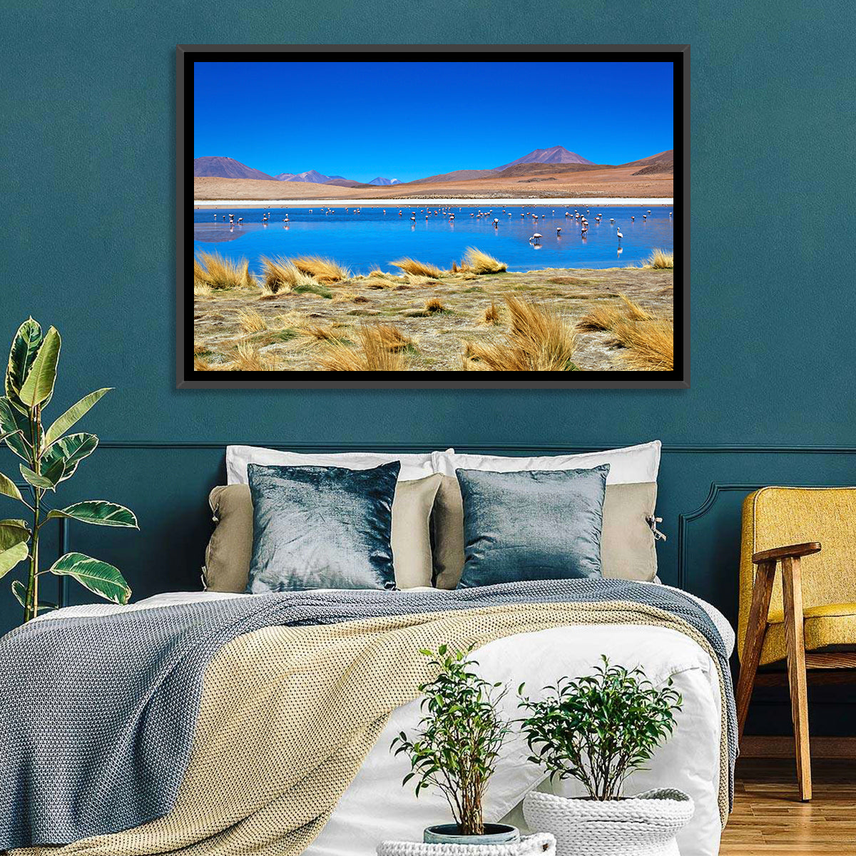 Laguna Flamingo Lake Wall Art in a room, landscape