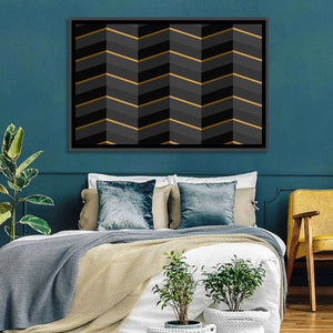 Black Stripes Golden Accent Wall Art