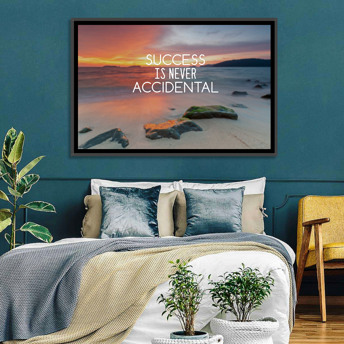 Success Is Never Accidental Wall Art in a room, landscape