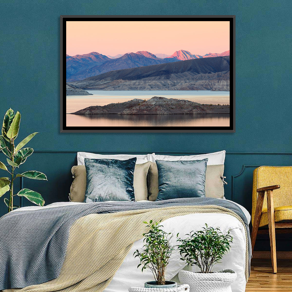 Lake Mead Twilight Reflection Wall Art in a room, landscape