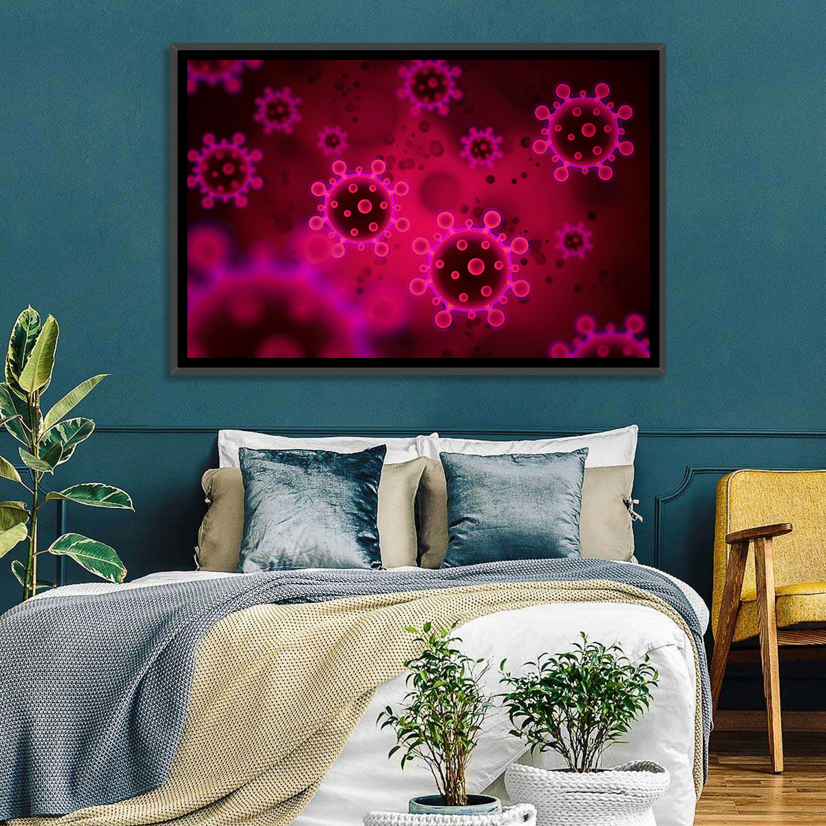 Microscopic Virus Particle Study Wall Art in a room, landscape