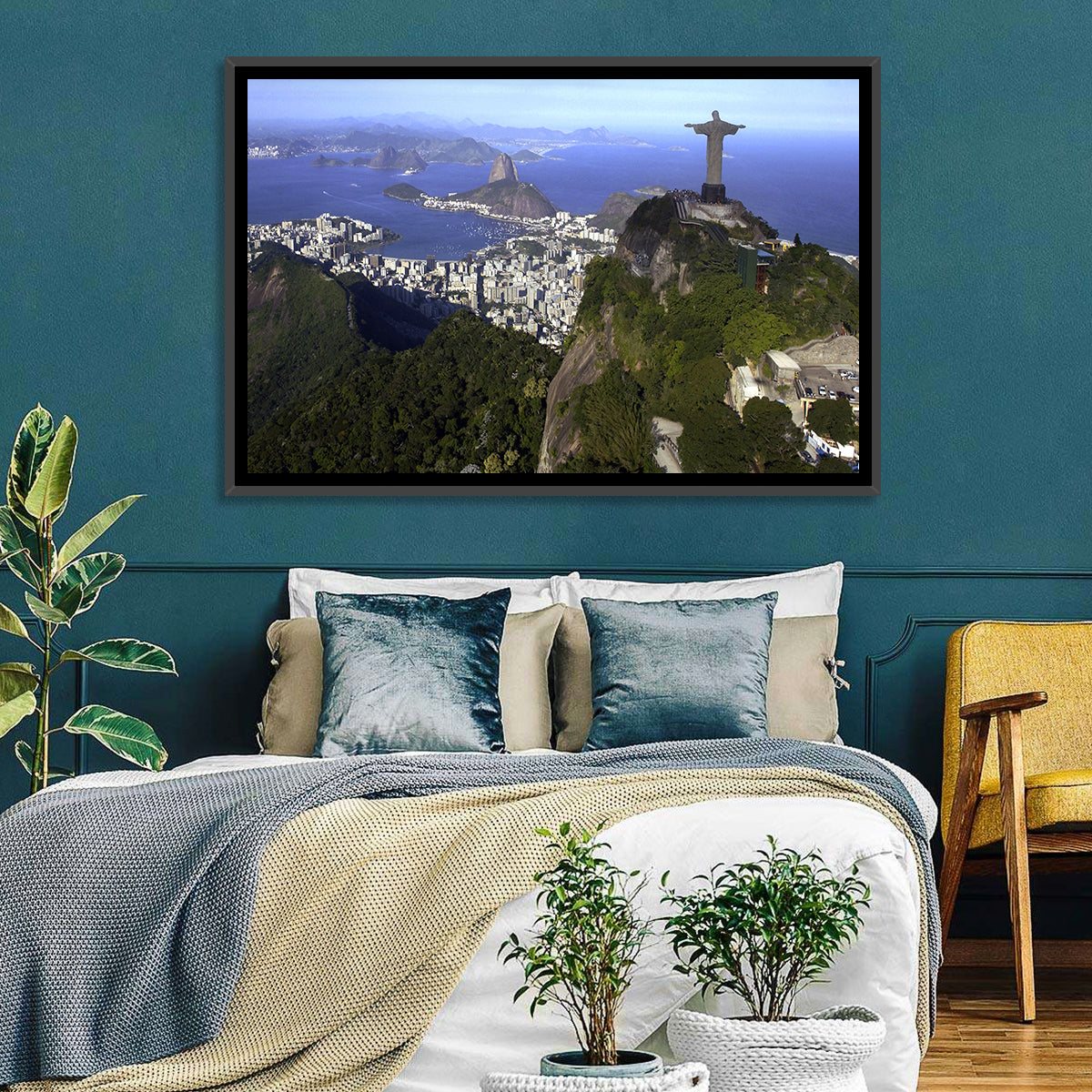 Christ the Redeemer Over Rio De Janeiro Wall Art in a room, landscape