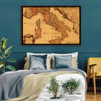 Antique Map of Italy with Ornate Cartouche Wall Art