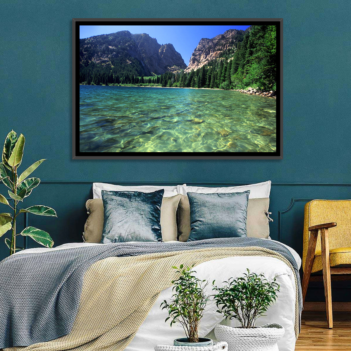 Phelps Lake Landscape Wall Art in a room, landscape