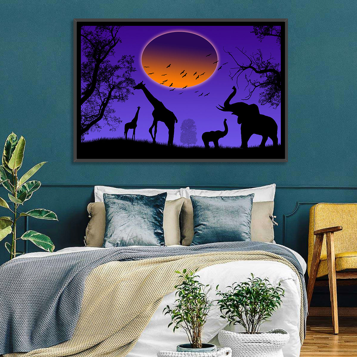 Sunset Savannah Silhouette Wall Art