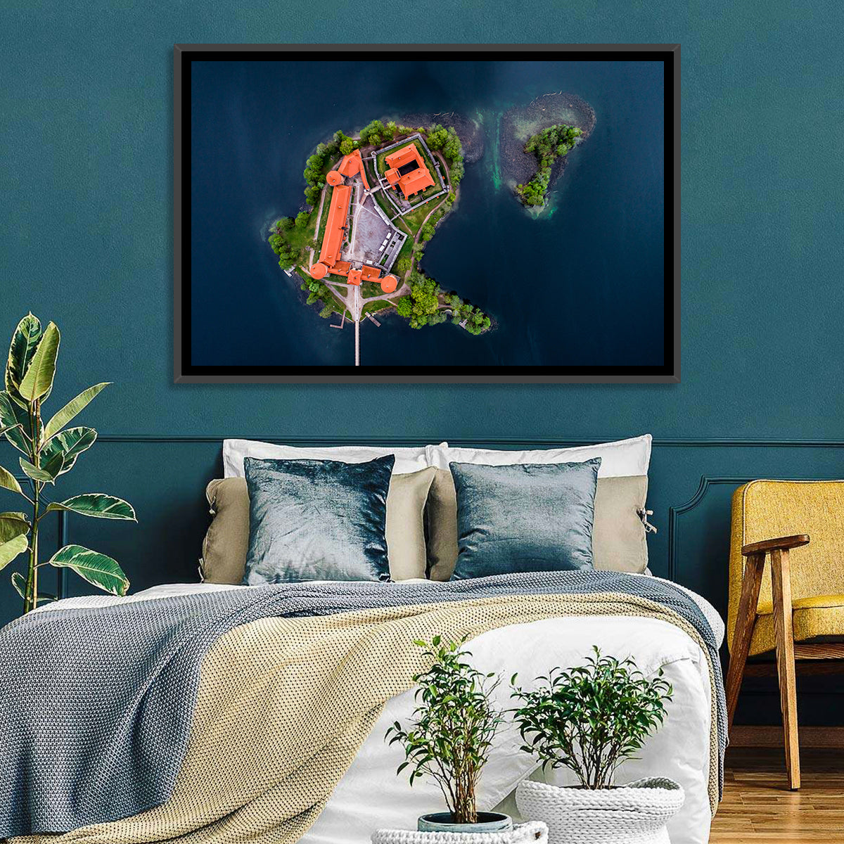 Trakai Island Castle Wall Art in a room, landscape