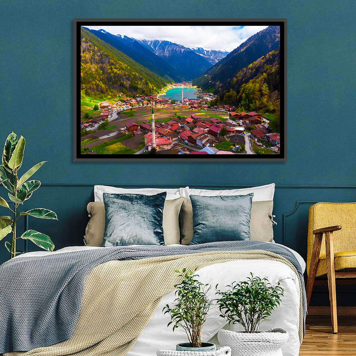 Uzungöl Village Overlook Wall Art in a room, landscape