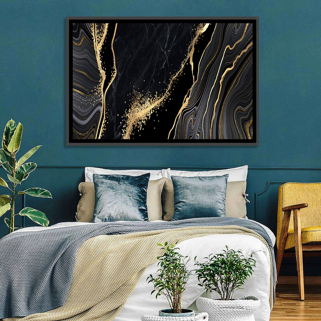 Diagonal Gold Veined Marble Wall Art