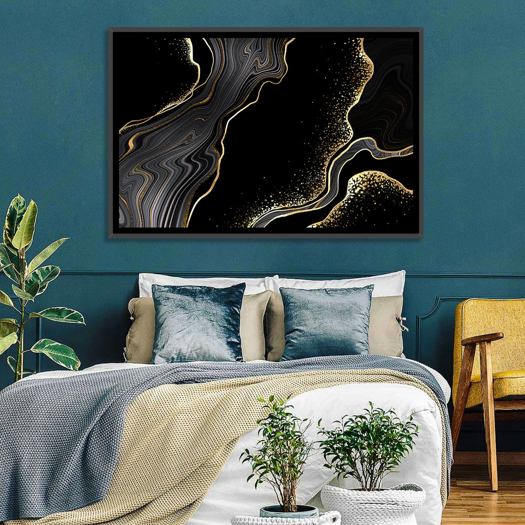 Black Marble with Gold Veins Wall Art