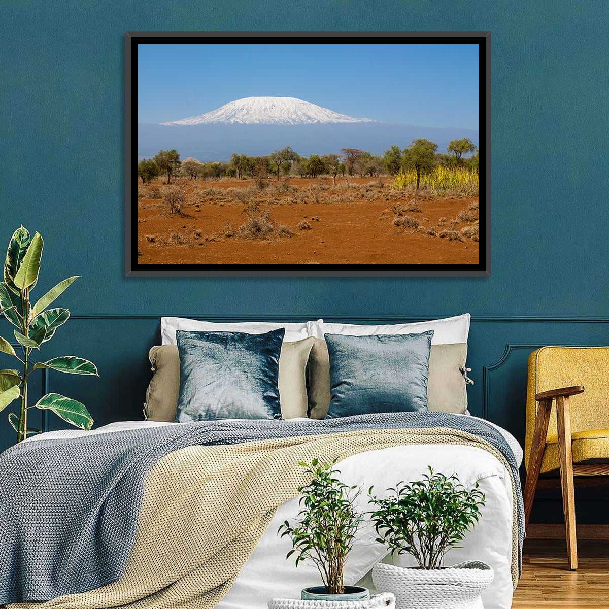 Mount Kilimanjaro Landscape Wall Art in a room, landscape